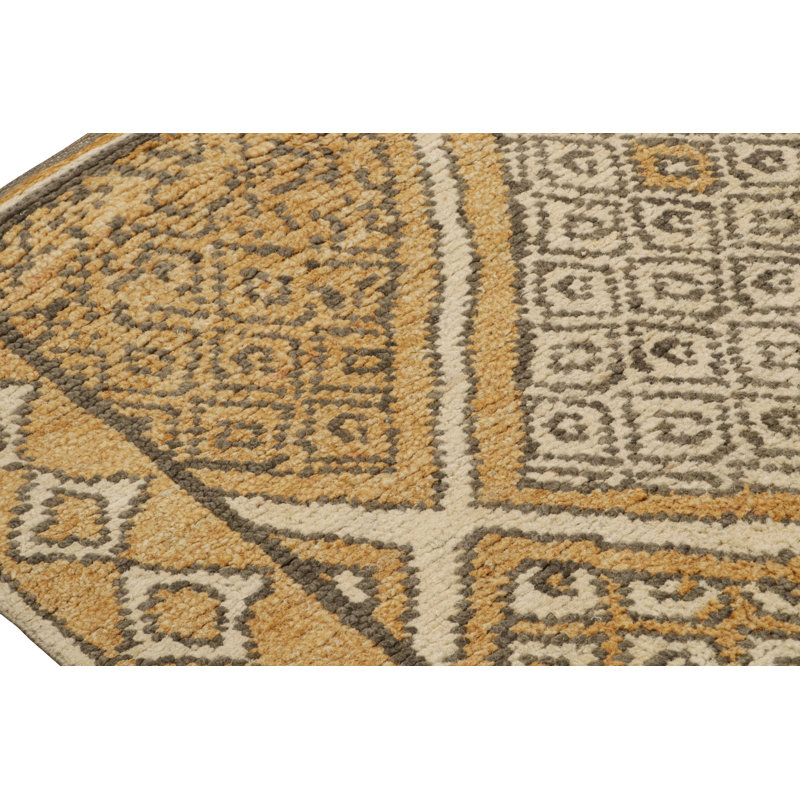 Moroccan Hand Knotted Geometric Area Rug, Rectangle 5' x 8'