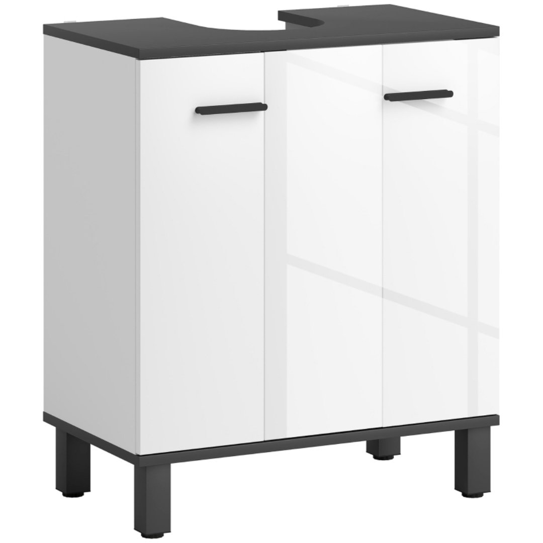 Single Bathroom Vanity Base Only, Under-Sink Bathroom Cabinet - High Gloss White