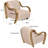 Curva Luxe Boucle Accent Chair with Beige Upholstery and Natural Wood Arms, Mid-Century Modern Lounge Chair-1440418710-1434636303