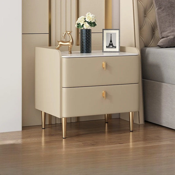 Astyn Bedroom Night Table Nordic Minimalist Trendy Luxury Nightstands, Beige