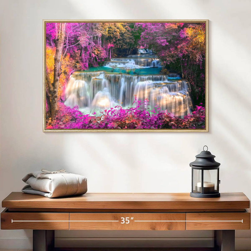 Chutes d'eau, Cadre flottant en bois naturel, 25 po x 17 po