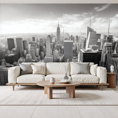 Peel and Stick Wallpaper New York City Skyline black white Wall Murals 69"H x 96"W Removable PVC Wall Paper Self-Adhesive Wall Paintings Art Decor for Bedroom Living Room
