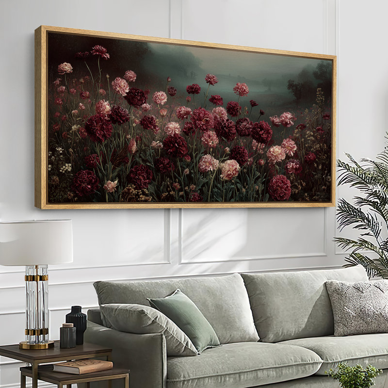 Impression sur toile encadrée très sombre Moody, Cadre naturel flottant, H 30 po x l 60 po x P 1,5 po