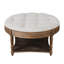 Table basse ronde pour espace de vie - Lin, tablette en bois, rangement classique imperméable gris, pieds-163718859-163718857