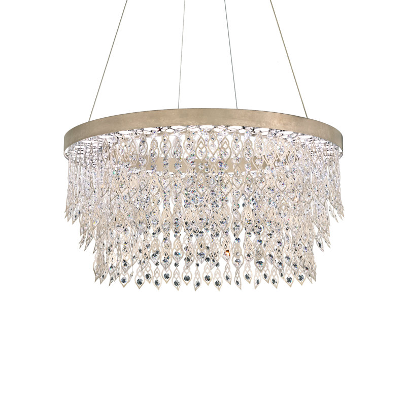 Pavona 1 Light Crystal LED Chandelier, Antique Silver