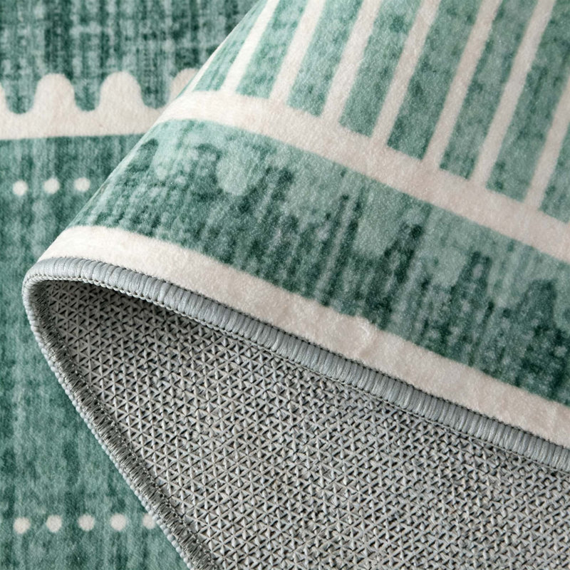 Tapis moderne lavable à la machine, Vert, 10 x 13 pi
