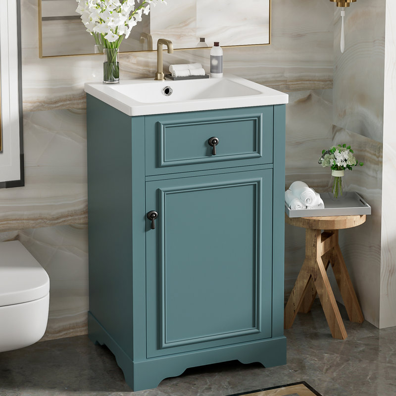 Meuble-lavabo simple 20 po avec comptoir en céramique, Vert