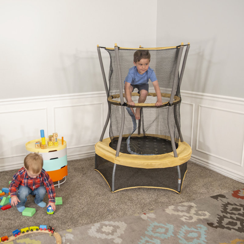 Kids' 40" Round Yellow Trampoline with Enclosure