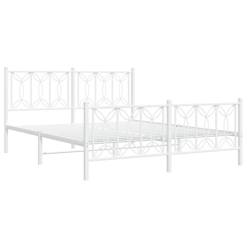vidaXL Bed Frame Steel Bed Frame Rectangular Modern, White, 35.4in x 74.8in