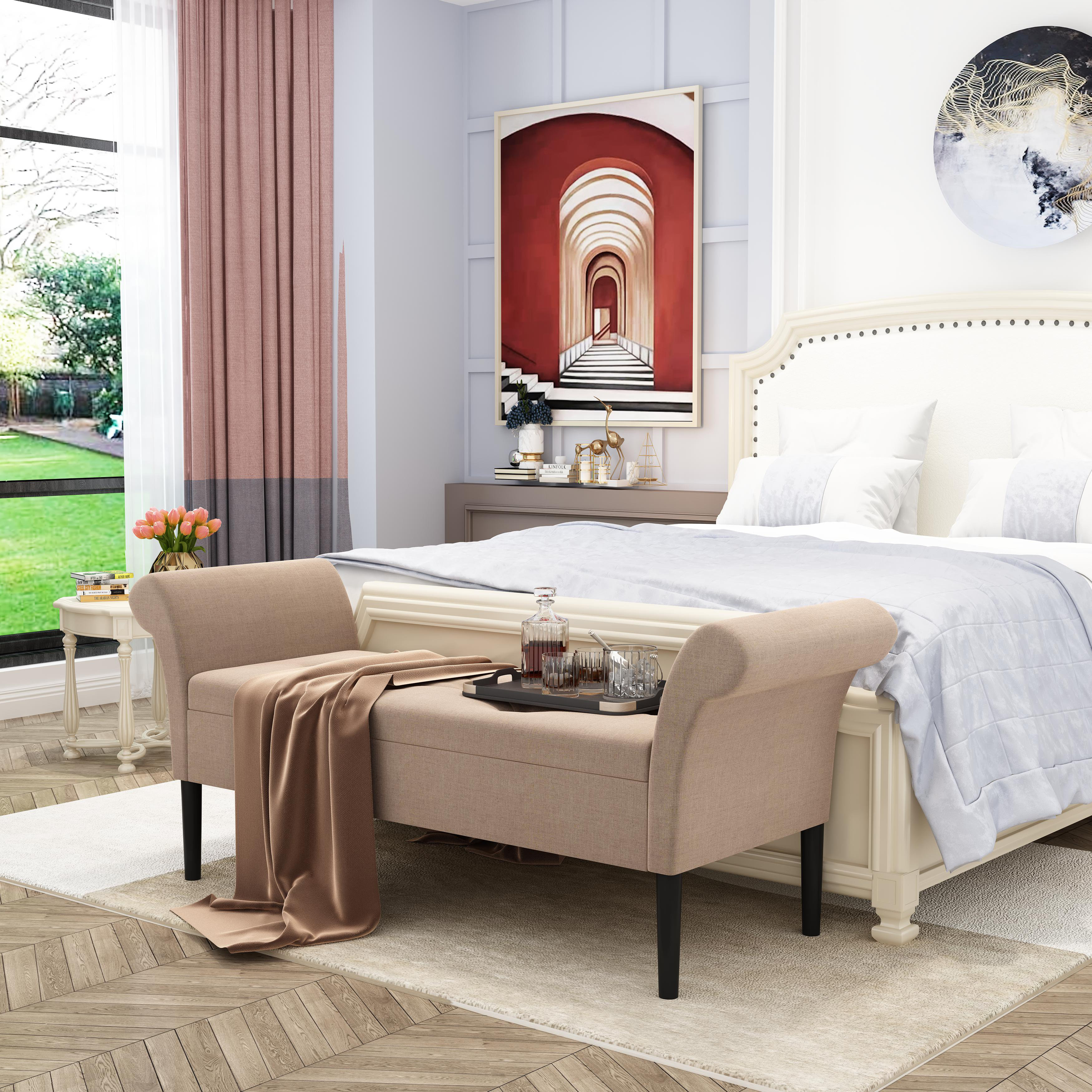 Ameeliah Linen Upholstered Storage Bench Red Barrel Studio, image size:3500x3500