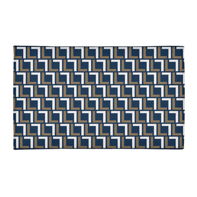 Tapis géométrique bleu / brun / blanc
