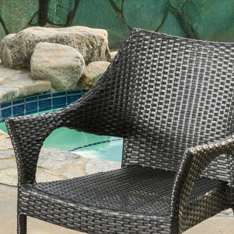 3 pièces, gris, extérieur, PE, chaises en fer, subtilement arqué, résistant aux intempéries,