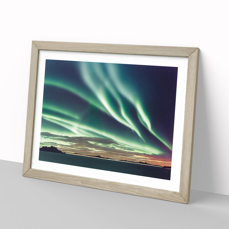 Showstopping Northern Lights - Framed Print, 46cm H x 64cm W x 2cm D, Oak