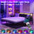 Merrylee Daybed with Pop Up Trundle,Metal Twin Daybed with Charging Station and LED Lights,Guest Bed with Storage for Adults