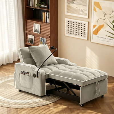 Fauteuil futon rembourré à dossier coussiné 35,43 po Harrsion