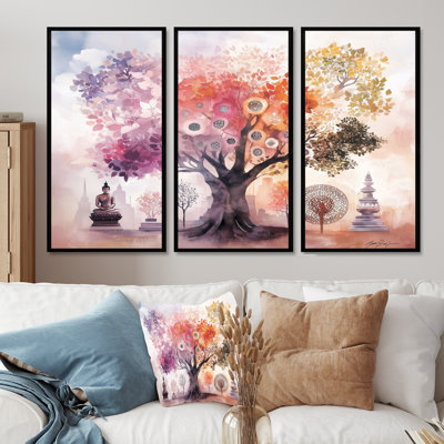 Bouddha arbre de vie Divine Echoes Of Buddhism - Ensemble de décoration murale bouddhisme
