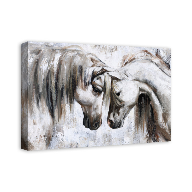 Nuzzling Horses - Peinture sur toile, Toile tendue, H 16 po x l 24 po x P 1,25 po