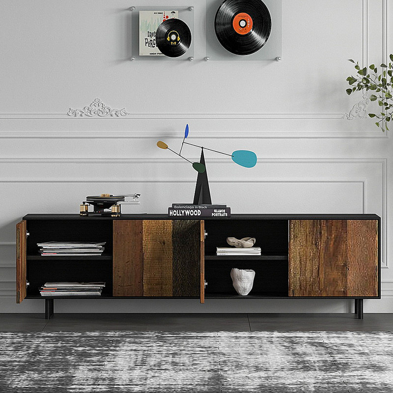 Meuble télé moderne et simple avec rangement, H 19,69 po x L 86,61 po x l 15,75 po