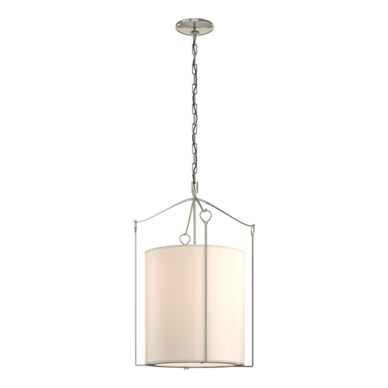 Luminaire suspendu cylindrique 3 lumières Bow, Anna ton naturel, Argenté