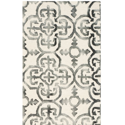 Tapis géométrique en laine touffeté à la main Pimentel