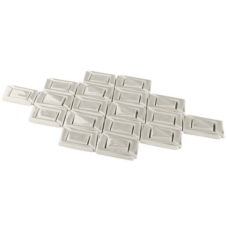 Nabi Jewel 3D Glossy Glass Mosaic Tile, Tundra Gray
