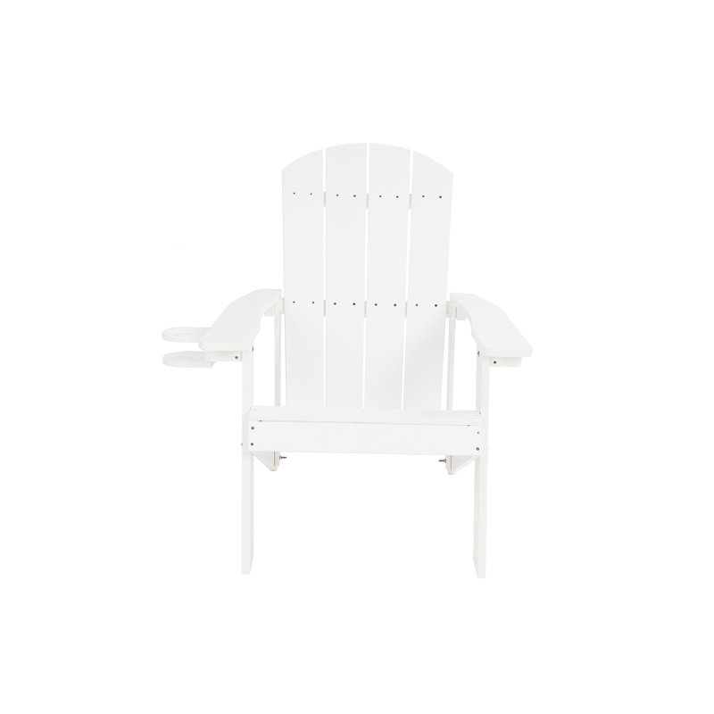 Adirondack Chair, Outdoor Lounge Chair With Built-In Side Cup Holder, White