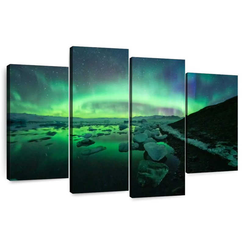 Alvord Jokulsarlon glacier lagon aurore ciel, H 42 po x l 68 po