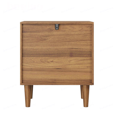 bedside table with double drawers for storage and solid wood legs; bedroom side table, bedside storage cabinet, compact bedside table