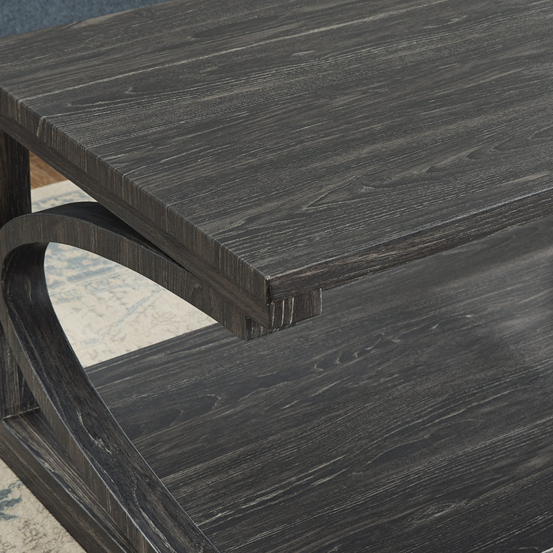 Unique Table basse, table basse moderne en bois massif de 23,8 pouces avec centre de rangement et table basse en bois massif