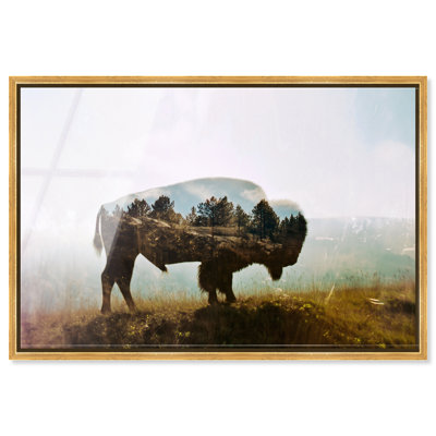 Bison Forest II High-Gloss Frameless Acrylic Glass Wall Art Animals Print by Oliver Gal, Ready to Hang, 15 x 10