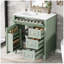 Meuble-lavabo autoportant de 30 po avec lavabo en céramique, tiroir escamotable, 3 tiroirs et armoire de rangement, bois massif et panneau de fibres à densité moyenne, vert