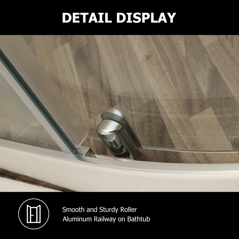 Chrome Frameless Neo-Round Corner Shower Enclosure, 36" x 72"