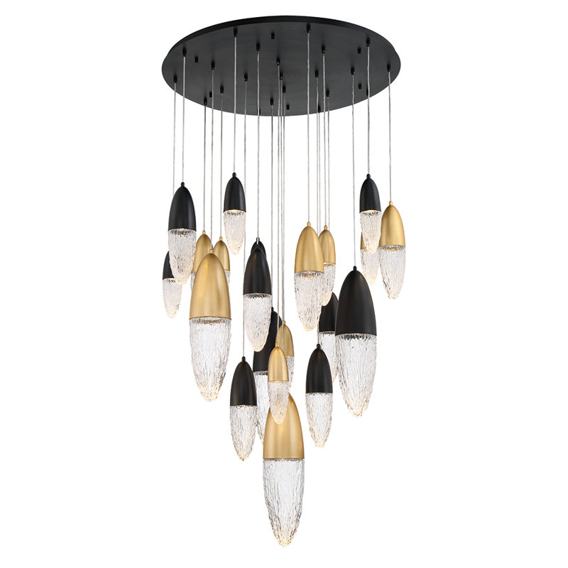 Écrou 22 light Chandelier, Black/Brass