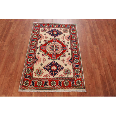 Ivory Kazak Handmade Accent Rug 3x4