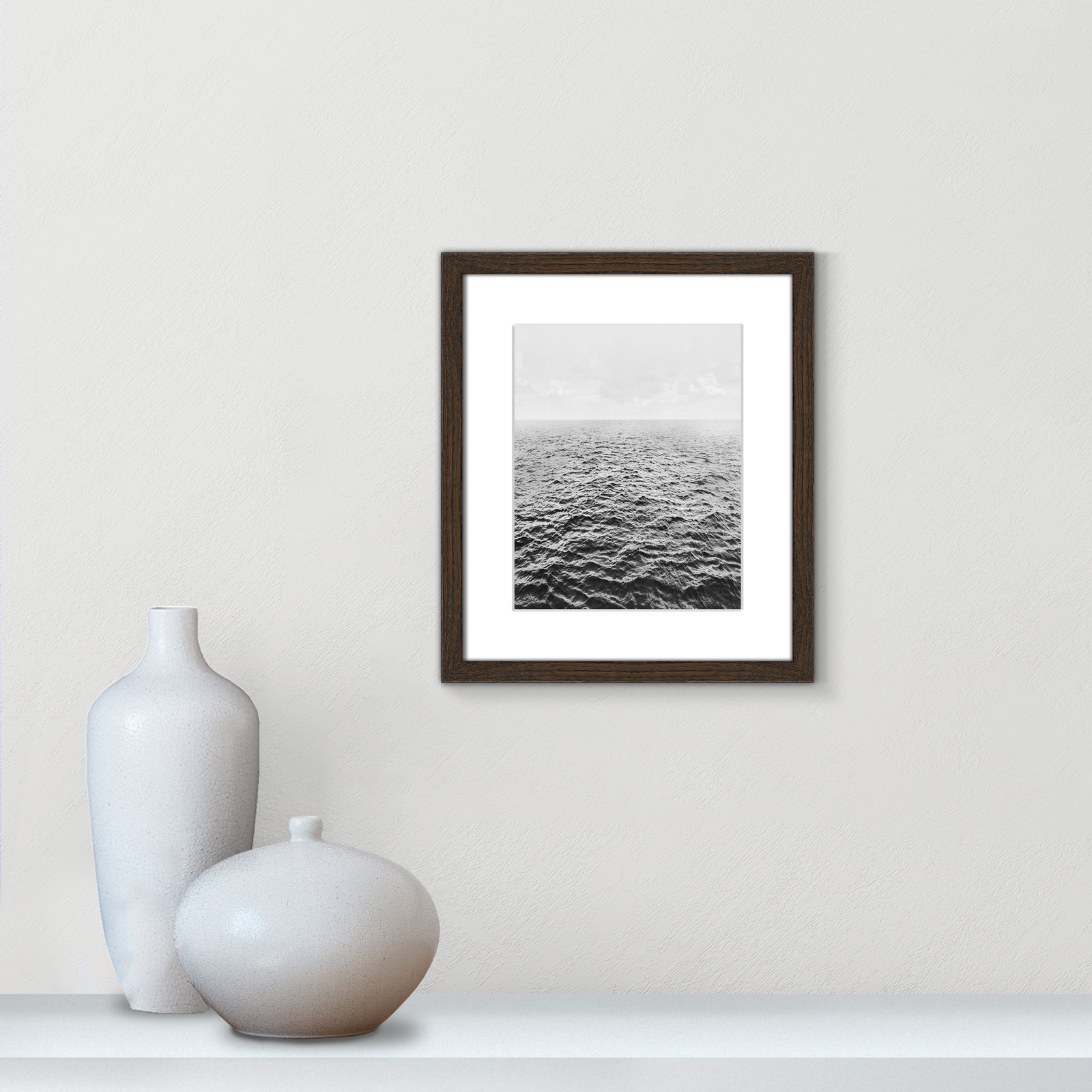 Anali "Rolling in" Print by Mike Calascibetta, 13" W x 15" H x 0.75" D, Walnut Wood Grain