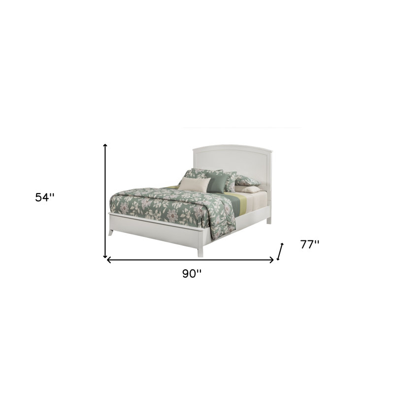 White Solid Wood King Bed Frame, King