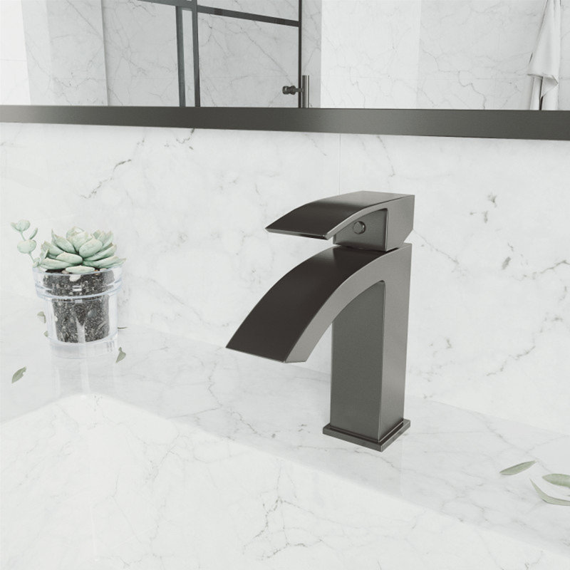 Robinet moderne pour lavabo de salle de bain à un seul trou Urbana, Noir graphite