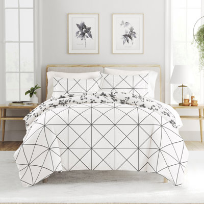  Ensemble de housse de couette réversible à motif de fleurs Edgy