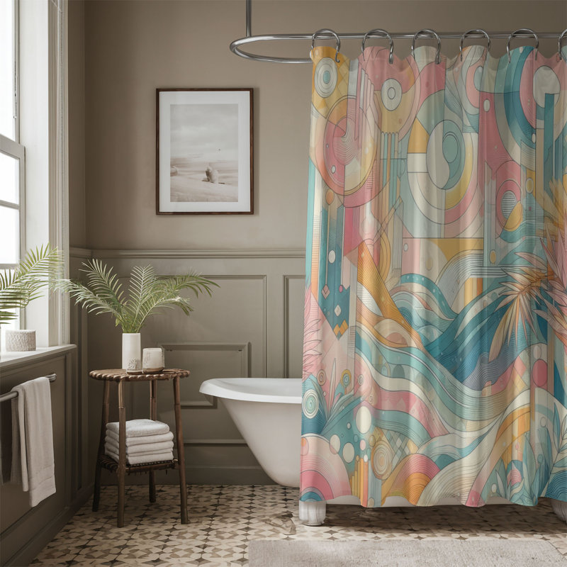 Rideau de douche standard 1 pièce Abstract Glow, H 74 po x l 71 po