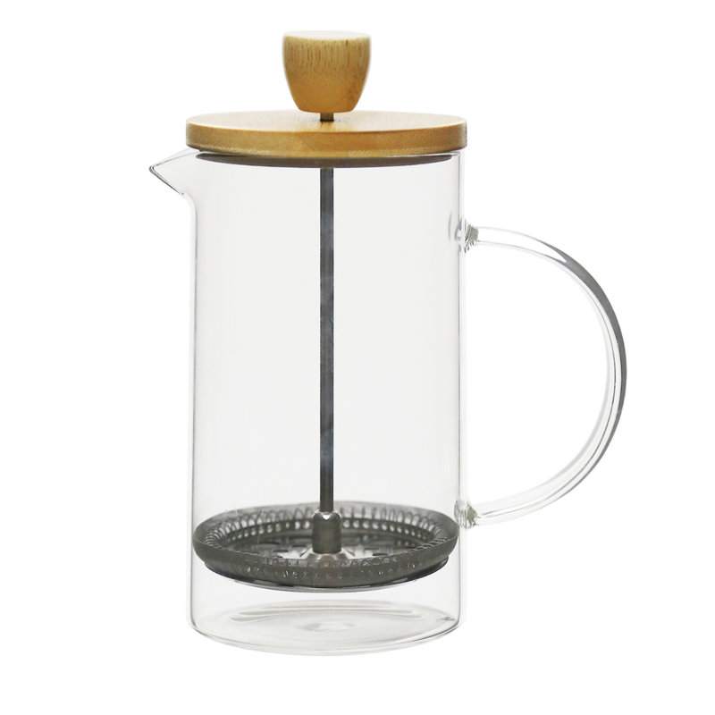 Machine à café en verre avec couvercle en bambou, 20 oz