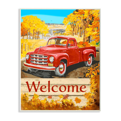 « welcome red truck automne design landscape » par le samedi soir, impression
