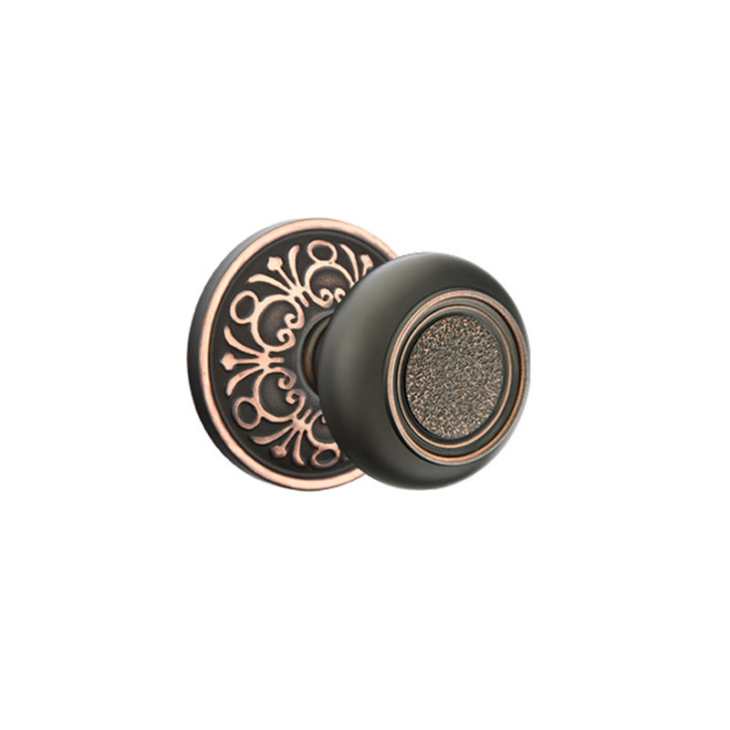 Ensemble de boutons de passage Emtek avec rosette Lancaster et bouton Belmont, Bronze huilé