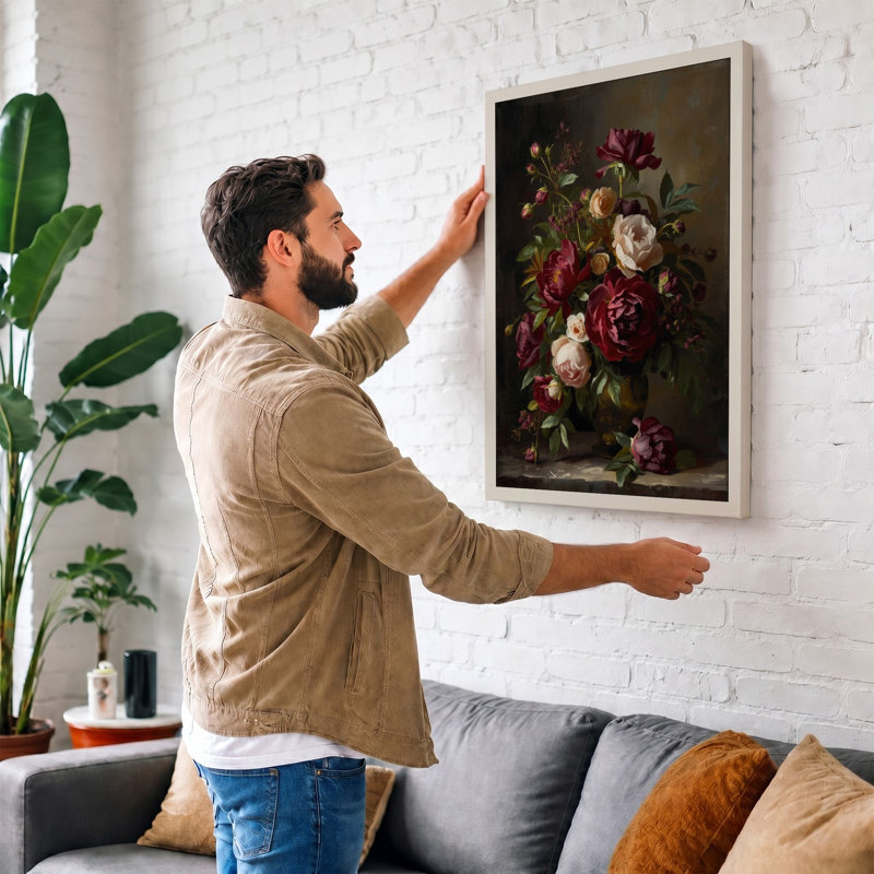 Roses in Full Bloom Botanical - Wrapped Canvas, 24x16 - 61.0 x 40.6 cm, Black Border