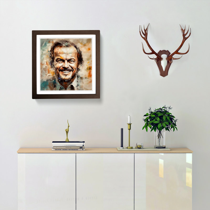 Jack Nicholson Impressionism - Single Picture Frame Print on Wood, Walnut