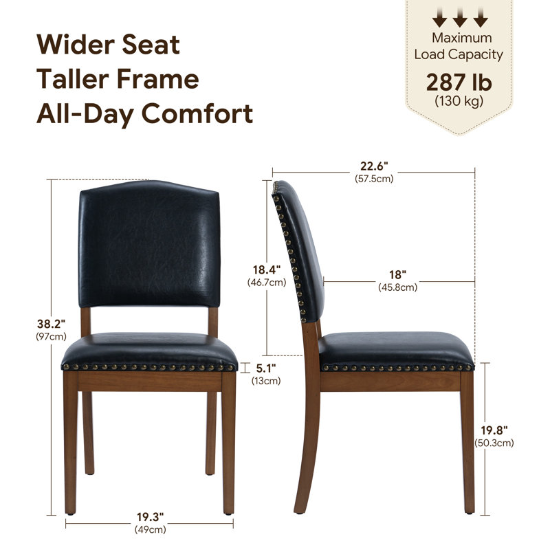 Faux Leather Upholstered Parsons Dining Chairs Black (set Of 2), Black