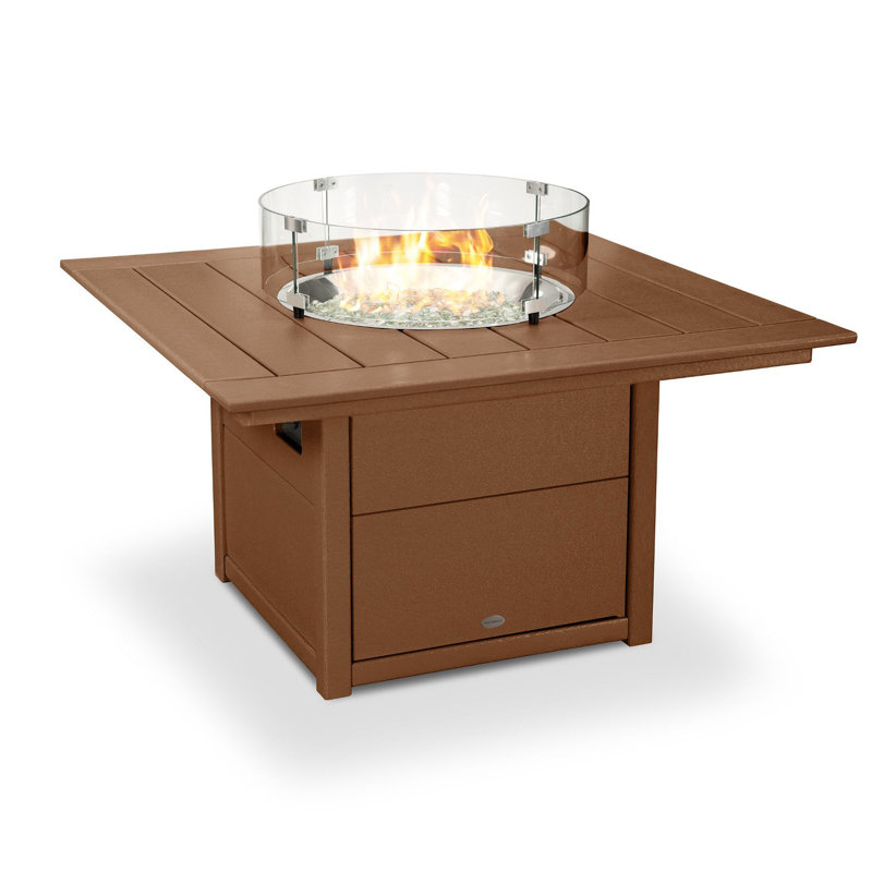 Table de foyer d'extérieur carrée 42 po POLYWOOD, Teck