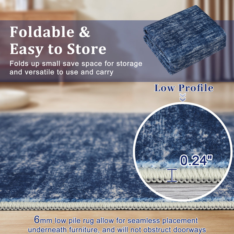 Machine Washable Rug with Rubber Backing for Living Room Modern Non-Slip Dining Room Rug Easy-Cleaning Solid Floor Carpet for Bedroom Hallway Kitchen Office Playroom