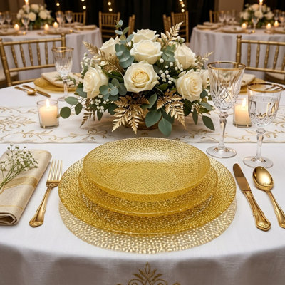 Ocer Gilded Glass Dinnerware Set of 24