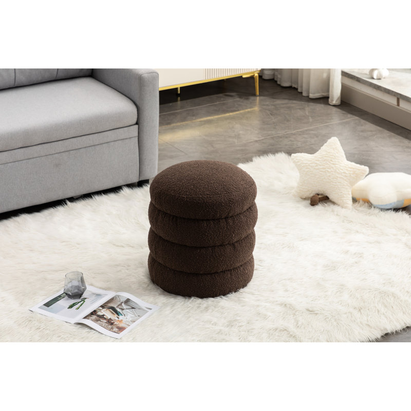 Tabouret de repose-pieds rond, brun et doux, s'adapte au salon et à la chambre à coucher de 10,1 lb, brun, Brun