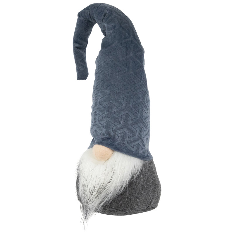 Gnome de Noël debout avec un chapeau à motif - 18 po - Bleu